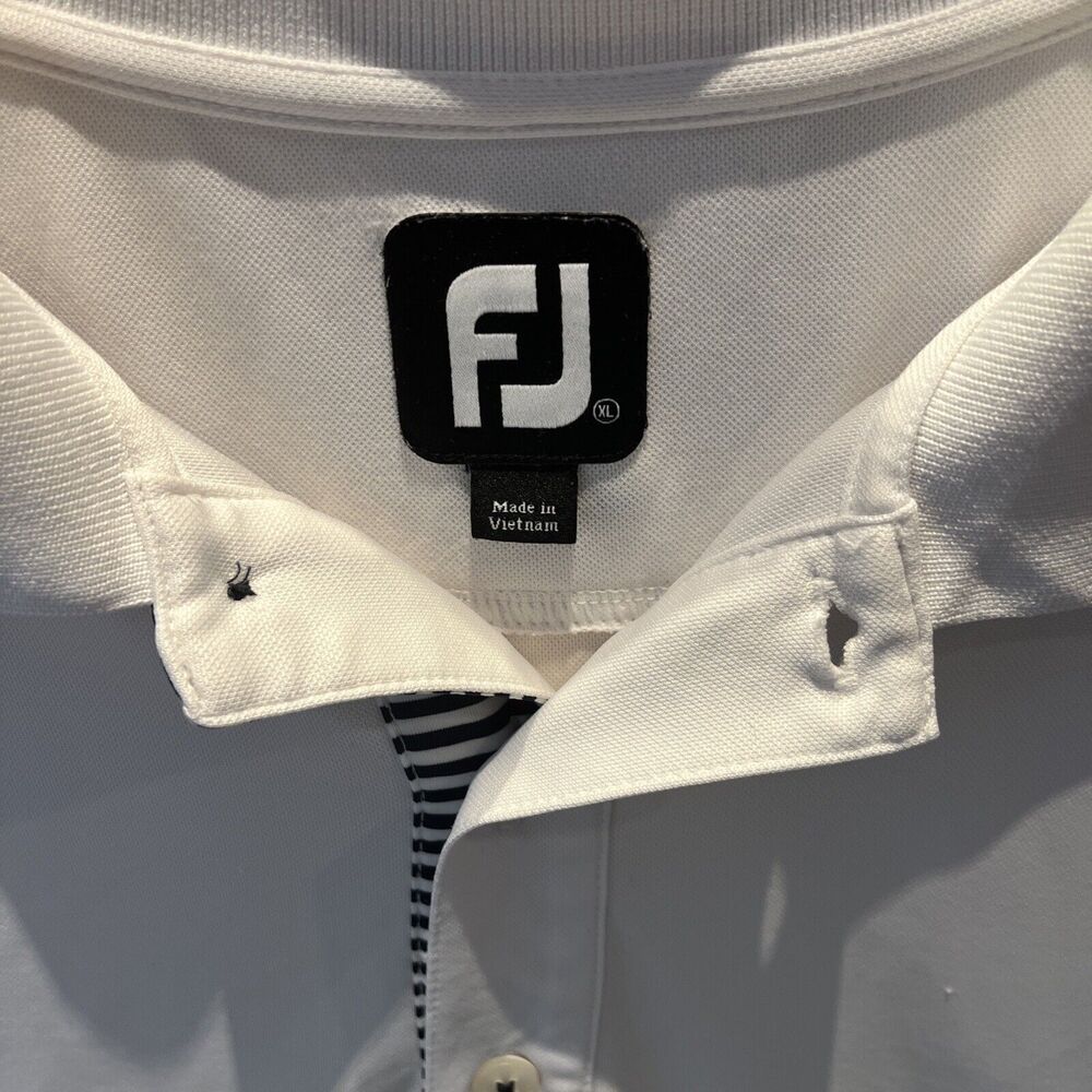 Footjoy FJ Golf polo Stretch White Black Polo Shirt top Men's sz XL - Picture 5 of 7